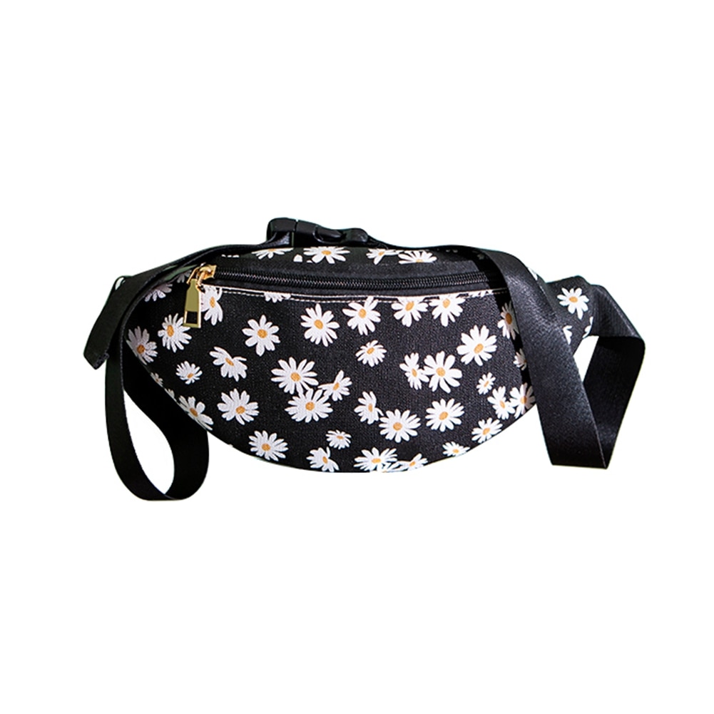 Bolsa de cintura feminina margarida impressão pacote de cintura em forma de bolinho ajustável saco de peito feminino bolsa de cinto de viagem sacos de banana fanny