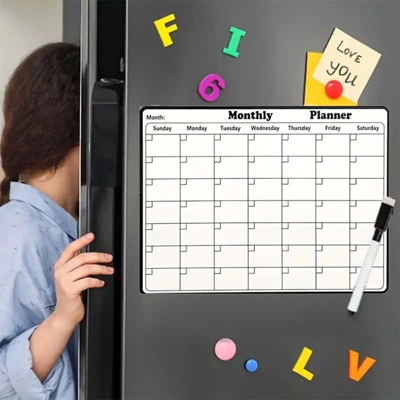 Minimalistische magnetische droog uitwisbare kalender voor koelkast Maandelijkse planner Whiteboard Multifunctionele keukenorganisatie Decor