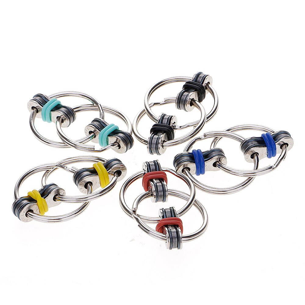 1pcs Interlocking Chain Links Keychain Ring Anxiety Autism Stress Reducer For ADD ADHD Alloy Toy