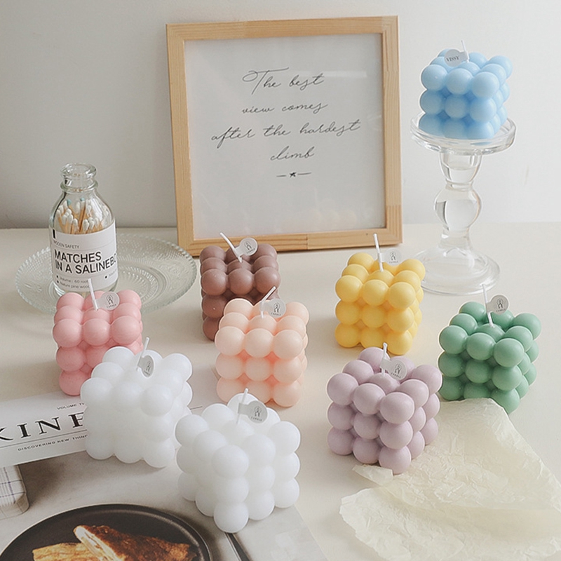 Bubble Cube Aromatherapy Candle Mini DIY Scented Candles Relaxing Birthday Handmade Home Decoration Party Photo Props