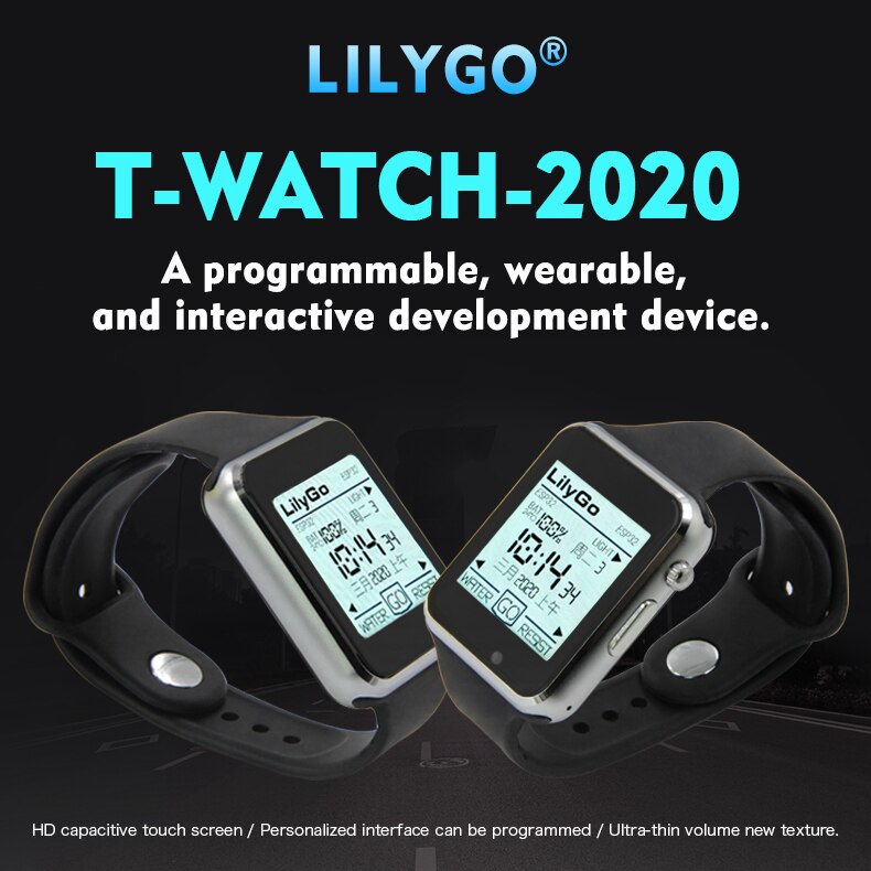 T-Watch ESP32 Smartwatch - 1.54" Touch Display - Programmable Wearable - Interactive: Black