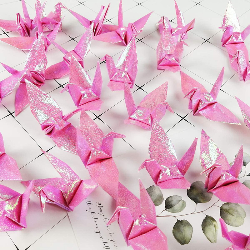 20P Glitter Origami Paper Cranes Folded Paper Cranes Birds DIY Wedding Birthday Party Backdrop Children Home Decoration Supplies