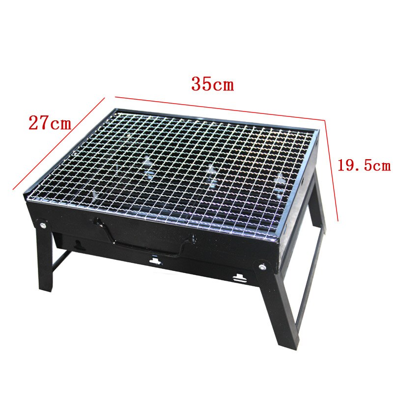Foldable BBQ Grill Black Portable Barbecue Charcoal Grill 3-6 People Mini Stainless Steel BBQ Grills for Outdoor Camping Kitchen