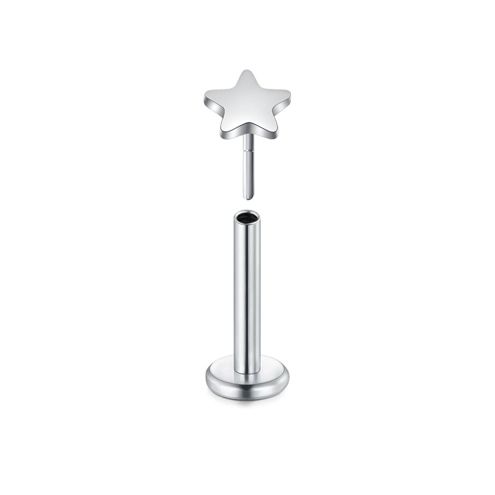 Pendientes de tuerca sin rosca para cartílago Tragus, Piercing de oreja, lóbulo, labio, Labret, 16G: Negro / Chapado en cobre envejecido