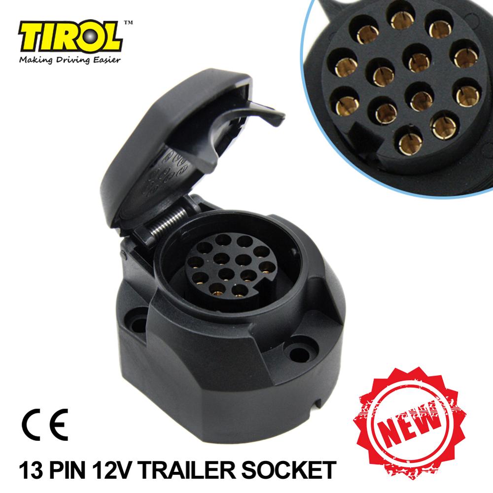 Tirol T22807P3 13-Pin Trailer Socket Voor Europa Zwart Frosted Materialen 13-Pole Tow Bar 12V Towing connector