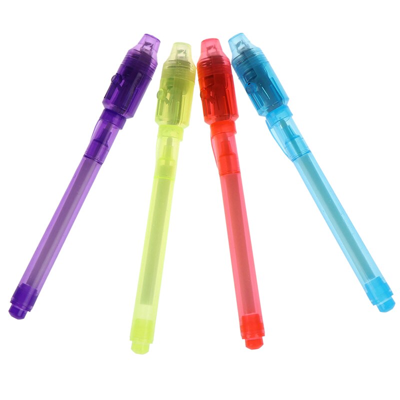 4pcs Plastic LED Light Pen Developing Toy Magic Banknote Checking Pen