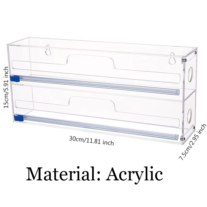 Heißer 3 in 1 Kunststoff wickeln Spender mit Cutter Lebensmittel wickeln Frischhaltefolie Lagerung Organizer Acryl Folie Organizer für Küche Schublade: Bronze-