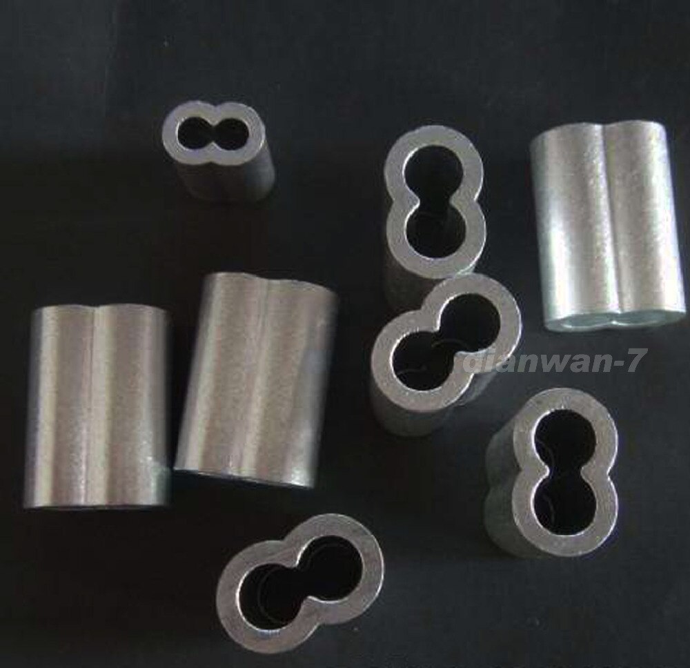 100 stuks Krimpmof Aluminium Ronde Gat M6 Staalkabel Industriële