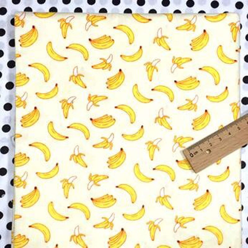 100% algodón viaPhil fruta fresca familia piña plátano DE SANDIA cereza Kiwi tela de Patchwork Tela de decoración para el hogar: banana 50x160cm