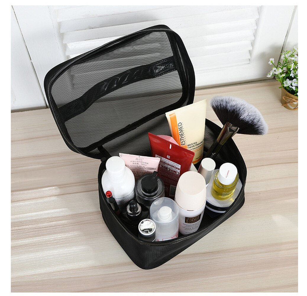 1Pcs Vrouwen Mannen Noodzakelijke Draagbare Cosmetische Tas Transparante Travel Organizer Mode Grote Zwarte Toilettassen Make Pouch