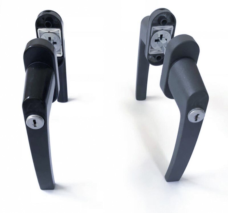 Gray Plastic Steel Door double-sided Handle sliding push door handles 55-65MM with lock