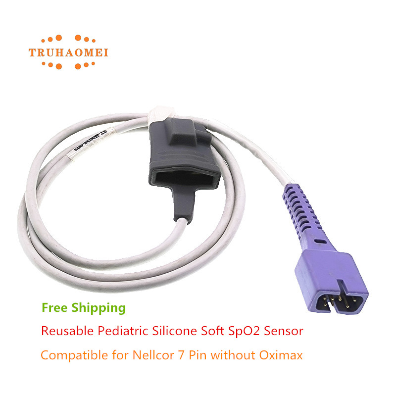 Reusable SpO2 Sensor 7 Pin for Nellcor Pulse Rate Oximeter Probe Patient Monitoring SaO2 Sensor Without Oxi-Max Tech Short Wire: Blue