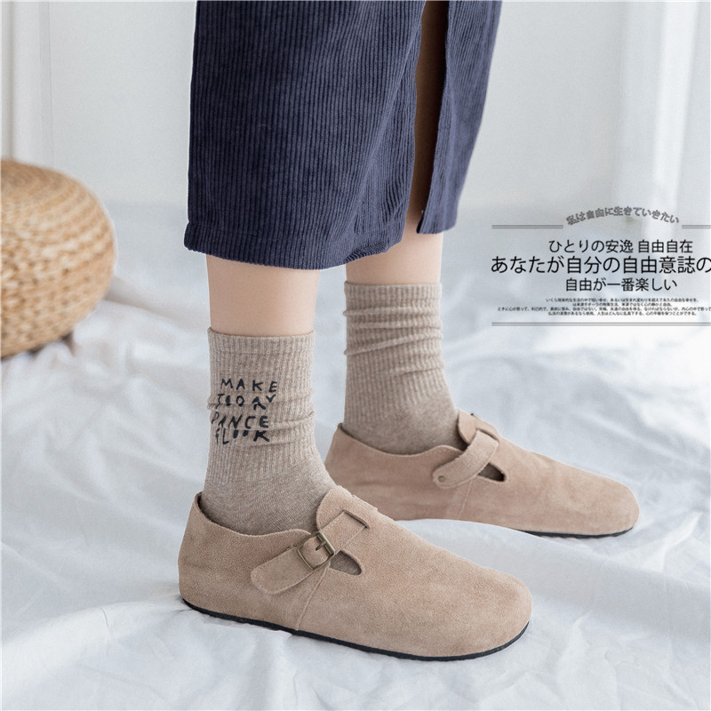 20 spring and autumn pure cotton women's middle tube socks high top letter stamping personality street style women's s
