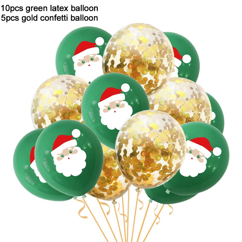 15 stk god jul balloner julemanden elg juletræ juledekorationer til hjemmet xmas globos navidad år: 15 stk blanding 2