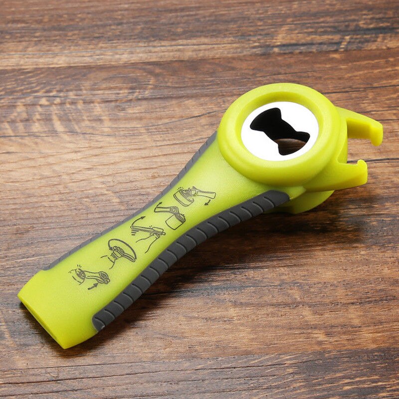 All In One Bottle Opener Jar Can Kitchen Manual Tool Gadget Multifunction: Light Green