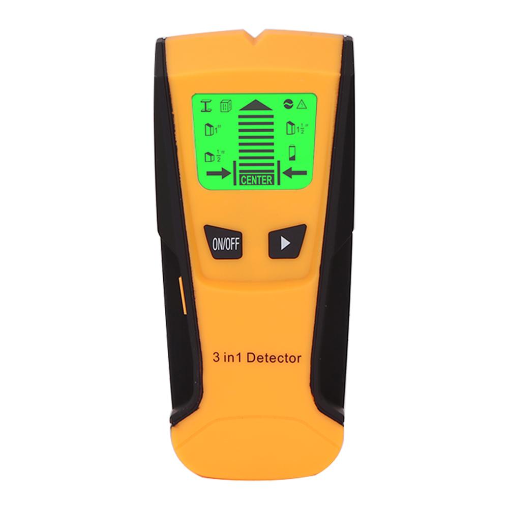 3 in 1 Metal Detector AC Voltage Live Cable Wire Wood Pipe Finder Stud Locator Wall Scanner Detector with Audio Alarm: Yellow 7.7x5.3cm