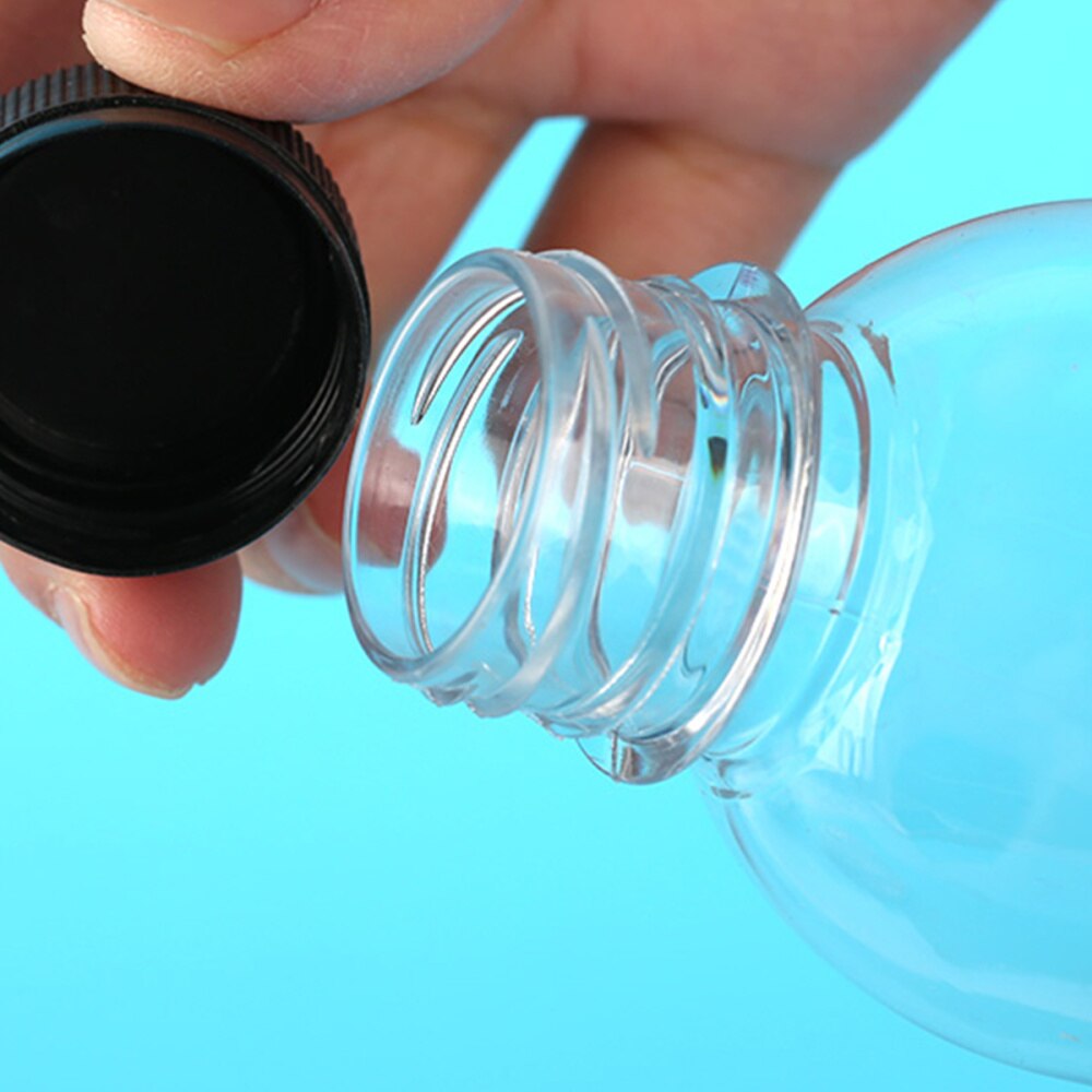 10PCS 330ml Empty Storage Containers Clear PET Bottles Plastic Beverage Drink Bottle Juice Bottle Jar with Lids (Black Caps)