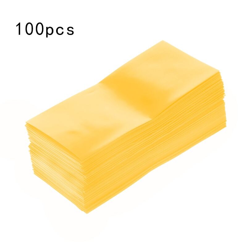 100Pcs/Bag 18650 Lithium Battery Encapsulation Tube PVC Heat Shrink Tubing Wrap Battery Cover Skin Insulation FilmW91A: Yellow