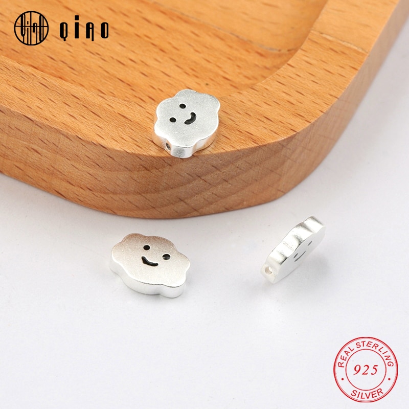 Ein stück 925 Sterling silber perlen silber 925 Abstandshalter Wolke perlen lächeln gesicht schmuck perlen für silber Armbinde & halskette, der