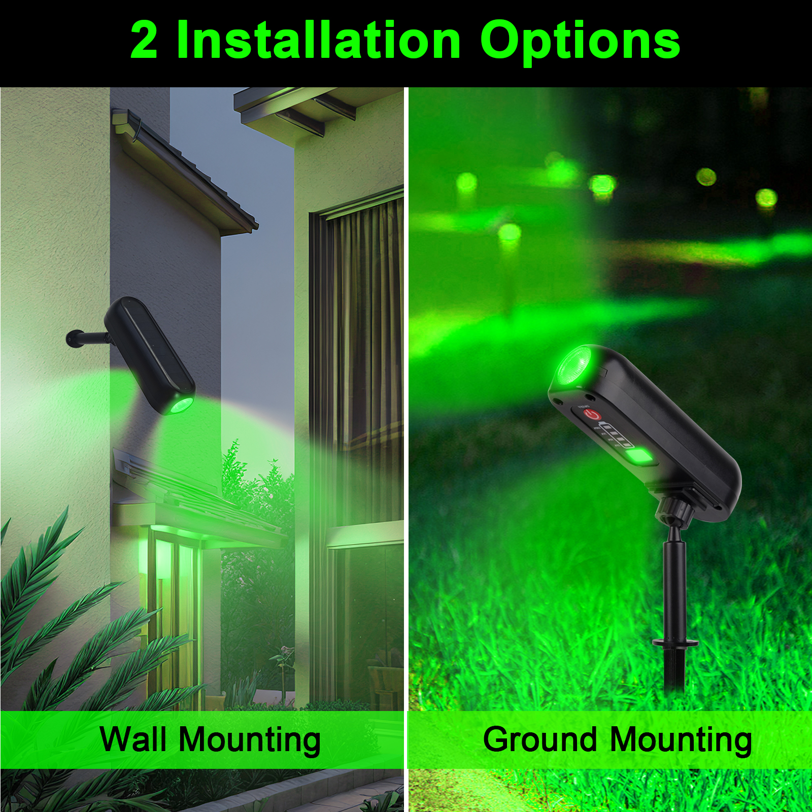 4 stuks led-lampen op zonne-energie, buitenwandlampen op zonne-energie,  ip65 groene tuinlampen, spotlights op zonne-energie, uplights op zonne-energie voor bomen, paden en tuinen.