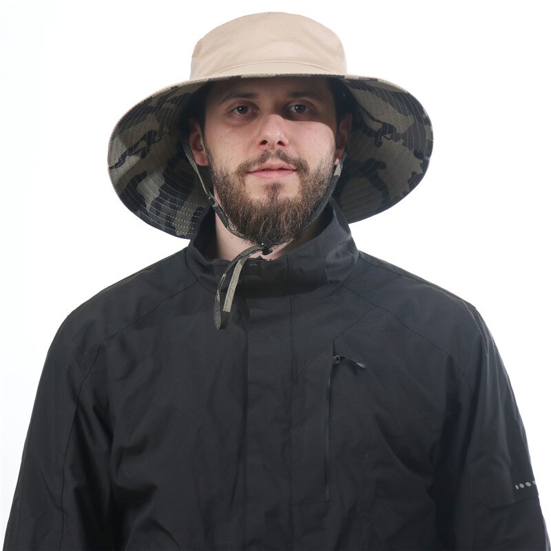 CAMOLAND Male UV Protection Sun Hats Camouflage Bucket Hat For Women Men Outdoor Fishing Hiking Hat Summer Boonie Beach Caps