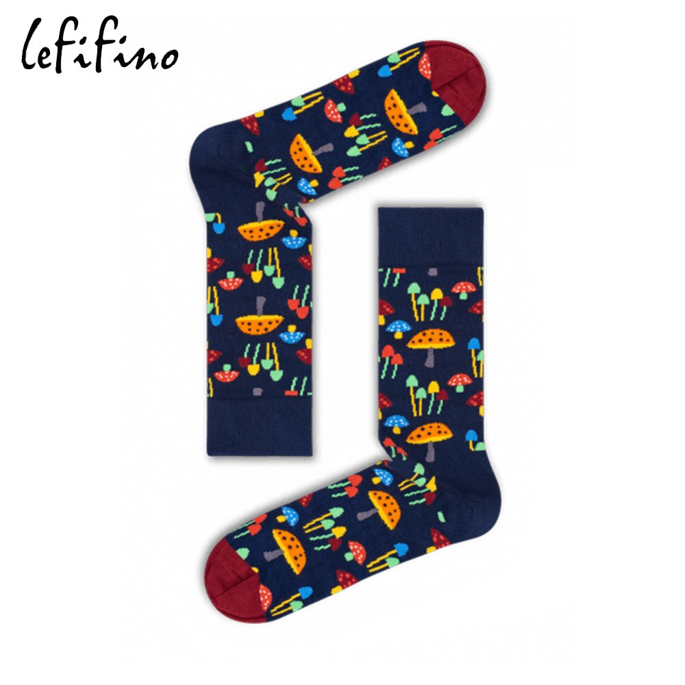 Combed Cotton Men's Socks Big Size Mushroom Ladybug Squirrel Long Cool Funny Socks Colorful Hip Hop Crew Socks Ne73630