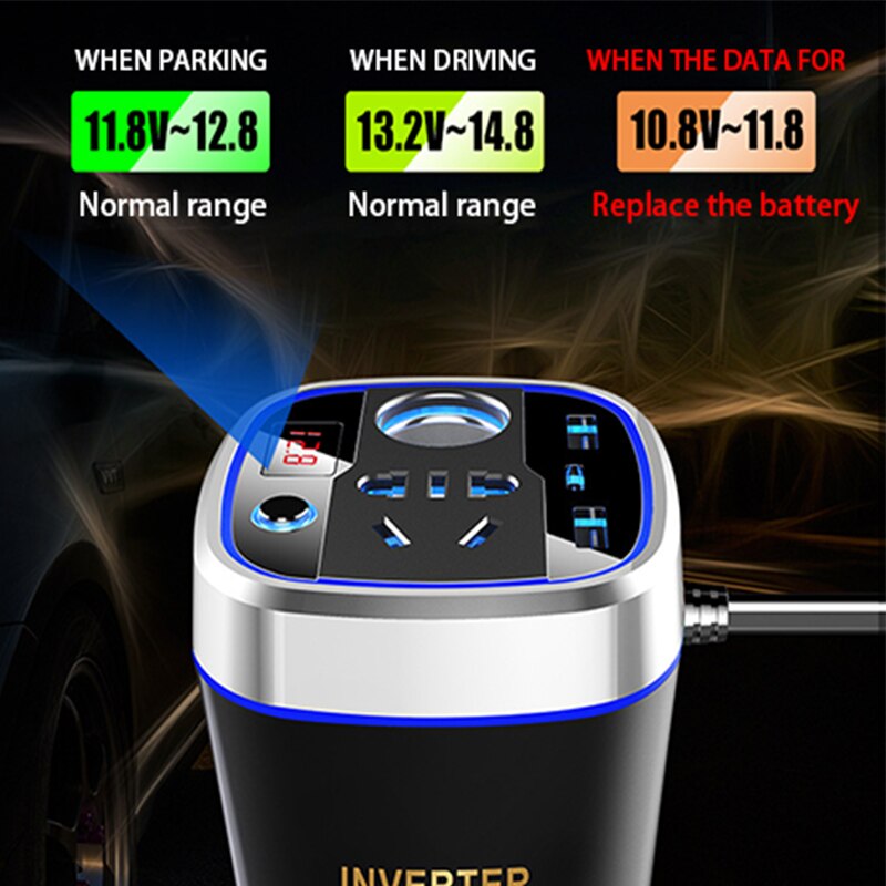 12V 220V Inverter Car Inverter Modified Sine Wave for Laptop Auto USB Phone Charging QC3.0 Quick Charge Cigarette Lighter Socket