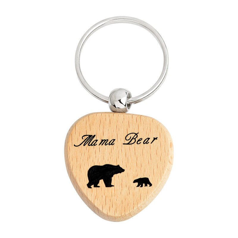 Juelee Natuurlijke Houten Sleutelhanger Sleutelhanger Ronde Vierkante Anti Verloren PAPA/VADER/OPA LIEFDE U MEER MEISJE JONGEN VRIEND Hout Sleutelhangers: 2 bear