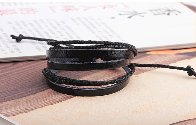 Modyle Leather Bracelets & Bangles for Men and Women Black and Brown Braided Rope Man Jewelry