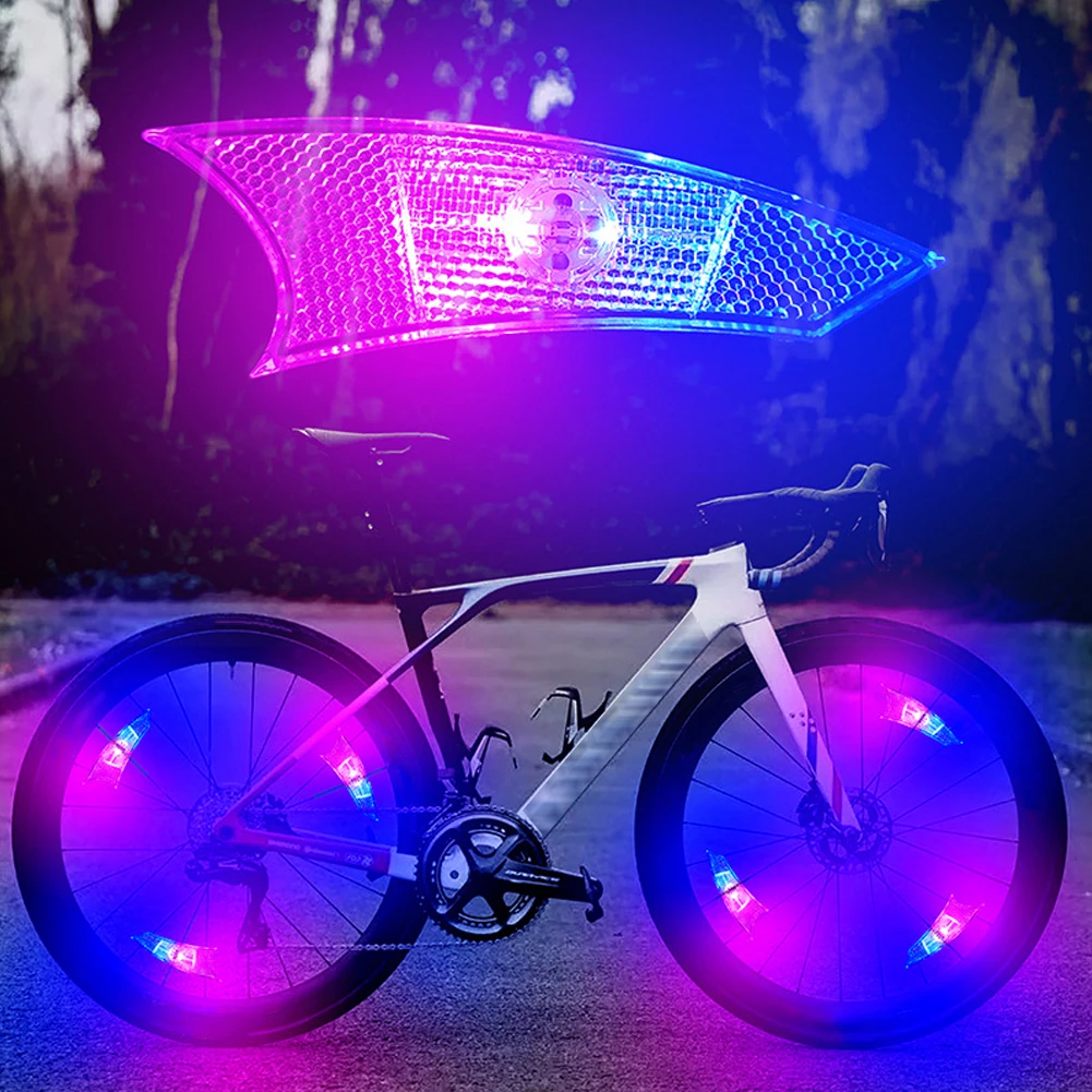 Luces impermeables para rueda de bicicleta, decoración de cuadro de bicicleta de montaña, luces para radios de bicicleta, luces para rueda de bicicleta de conducción nocturna, lámpara de válvula
