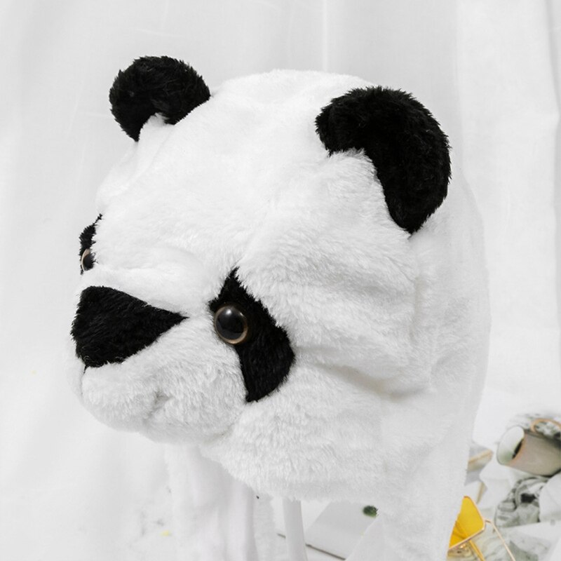 634C-gorro de oso Panda para Halloween, gorro cálido Kawaii, esponjoso, a prueba de viento, accesorios de Halloween