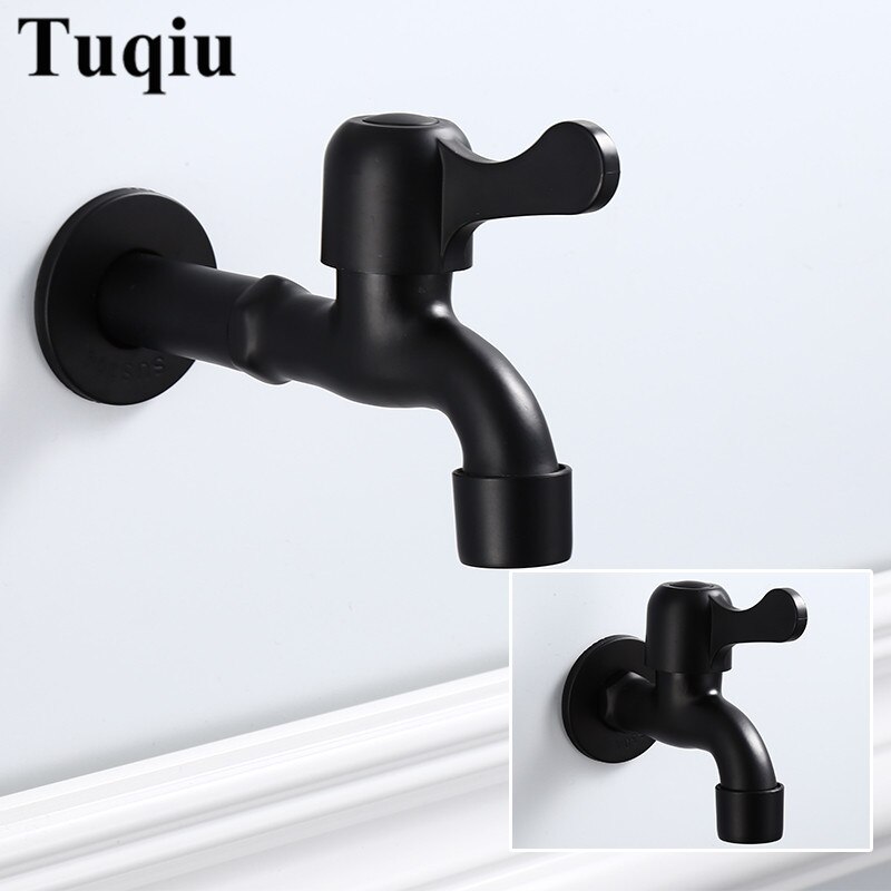 Washing Machine Faucet Mop Black Bathroom Faucet Stainless Steel Tap Outdoor Garden Tap Decorative Kitchen Tap WC Bibcock