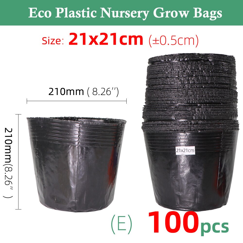 15 Sizes Plastic Disposables Nursery Grow Pots Seedling Breathable Bowl Cup Black Planting Nutrition Bag Garden Flower Vegetable: Ex100pcs