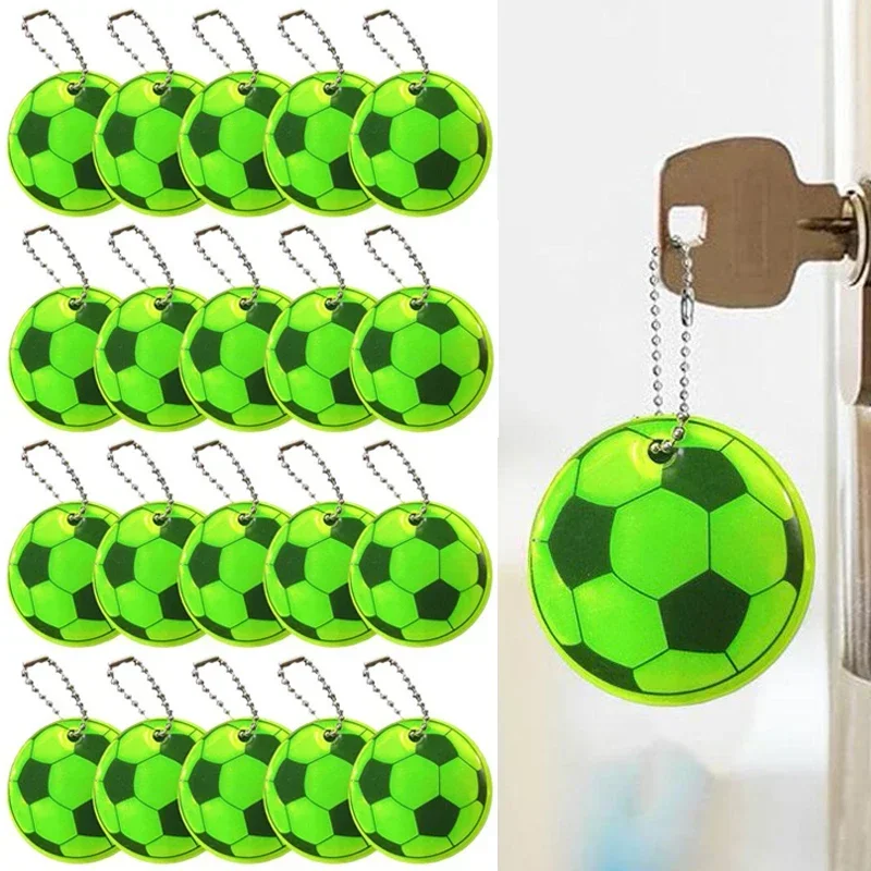 5/40Stck FußBall Reflektierende Schlüsselbund Nacht Sicherheit Schlüssel Kette für Taschen Rucksack Anhänger Reflektor für Dinge Verkehrs Securi