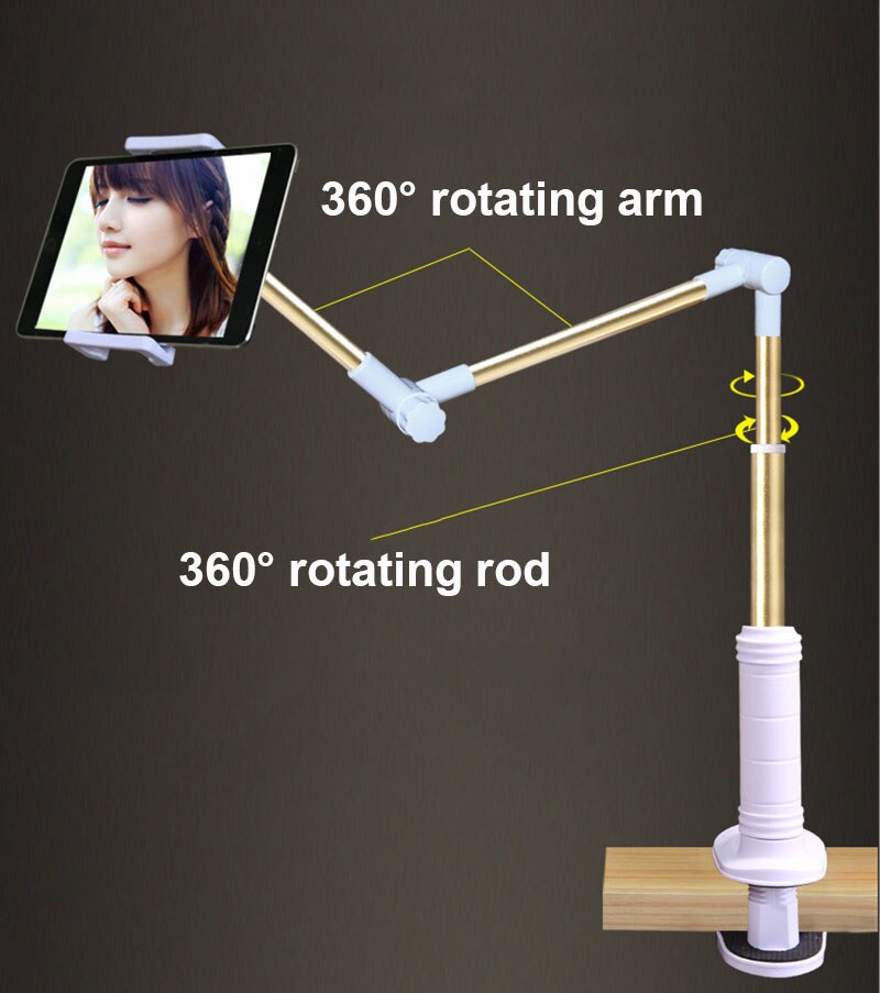 Folding Tablet PC Stand 360 Rotation Strong Holder Support 4-14 inch Tablet Lazy People Table/Bed Bracket for iPad iPhone Kindle
