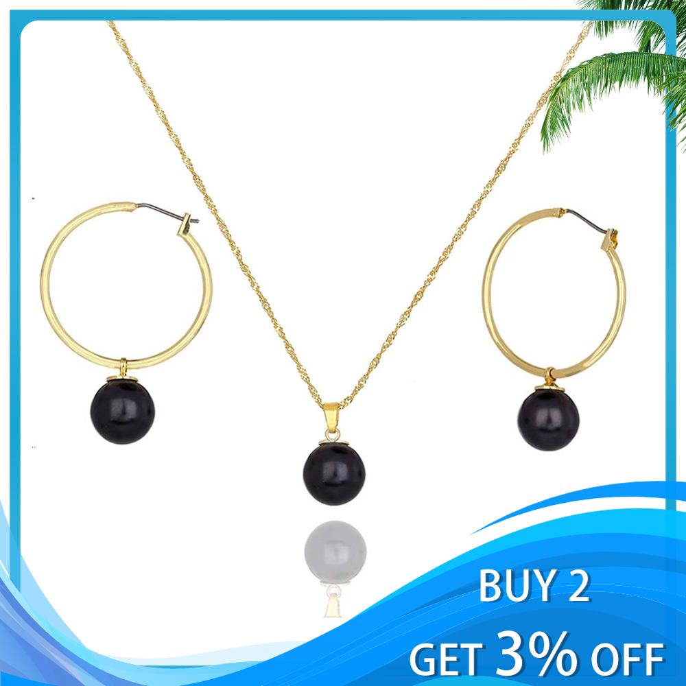 Hawaii Polynesien Stil Halskette Ohrring Sets für Frauen Preis Schwarz Ohrringe und Anhänger Schmuck-Set Neue