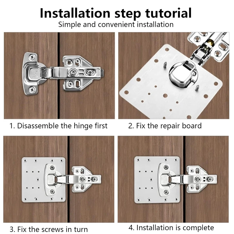Stainless Steel Hinge Repair Plate with Screw Kitchen Cabinet Door Hinge Mounting Connection Plate Furniture Flat Fixing Bracket