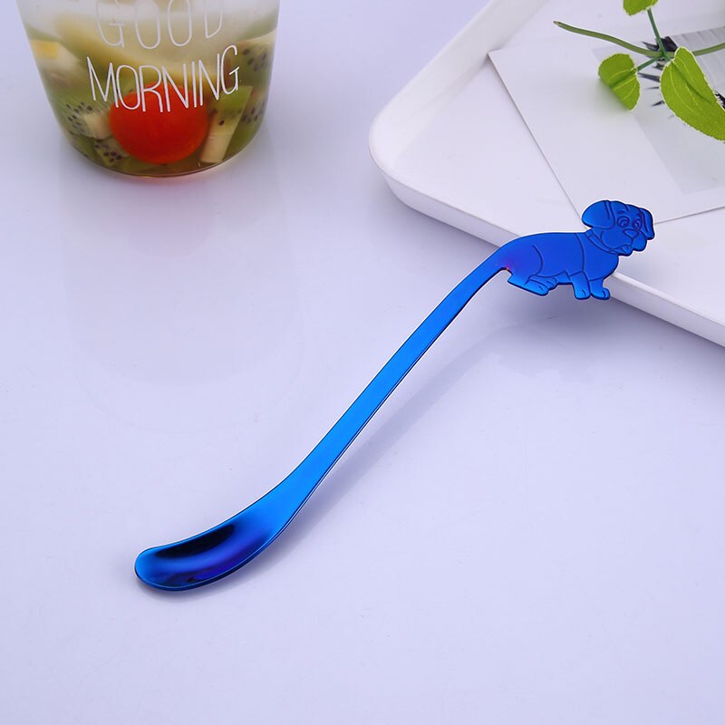 Mode Koffie Lepel Opknoping Lepel Rvs Party Tafel Ornament Thee Koffie Mengen Lepel Servies Leuke Hond Vorm: Blauw / short