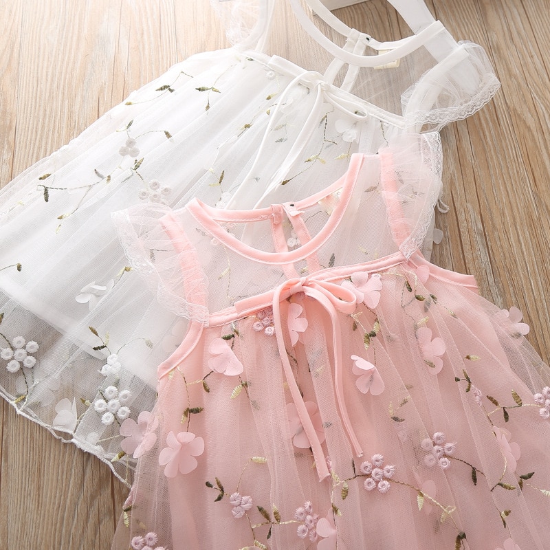 Nyfødte kjoler til pige sommer dåb fest bryllup hvid kjole baby piger blonder vestido infantil 1 2 år prinsesse tøj
