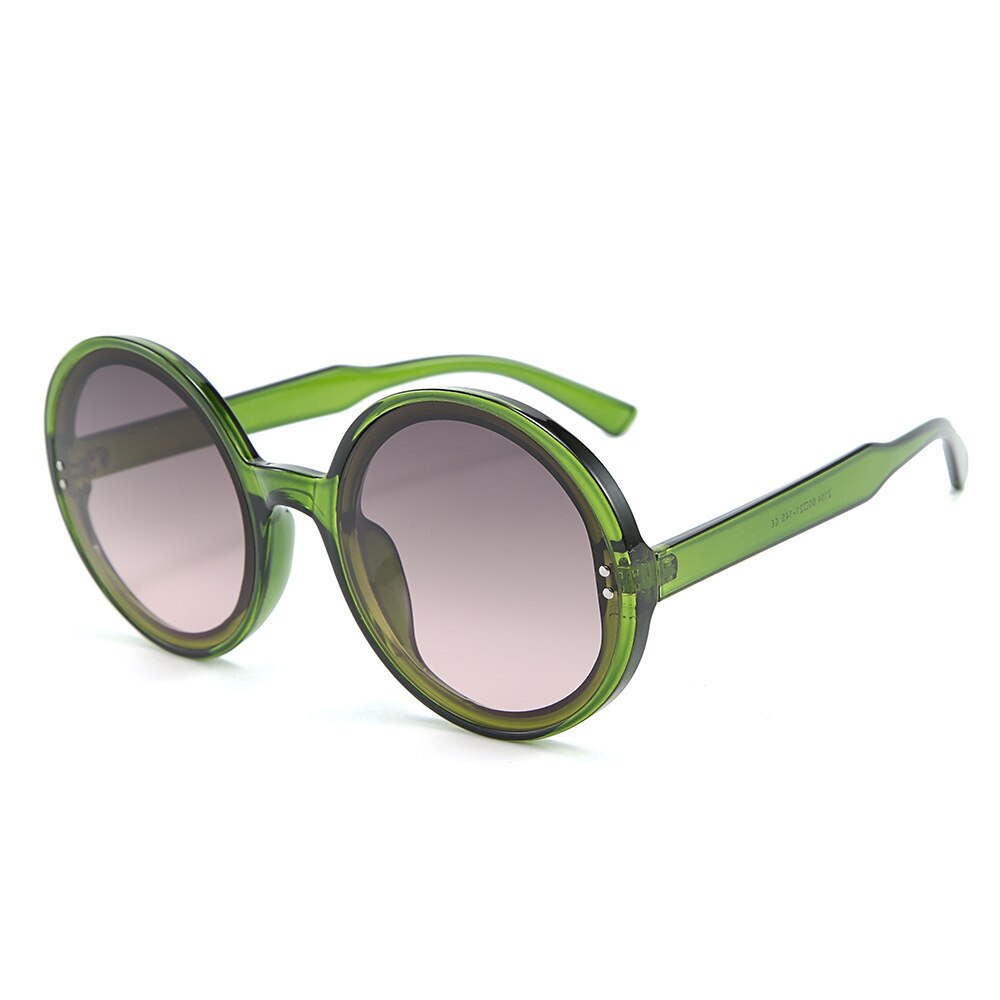 Retro Round Sunglasses Women Men Brand Transparent Blue Frame Circle Lens 90s Sun Glasses Shades Female S137: C3 green pink