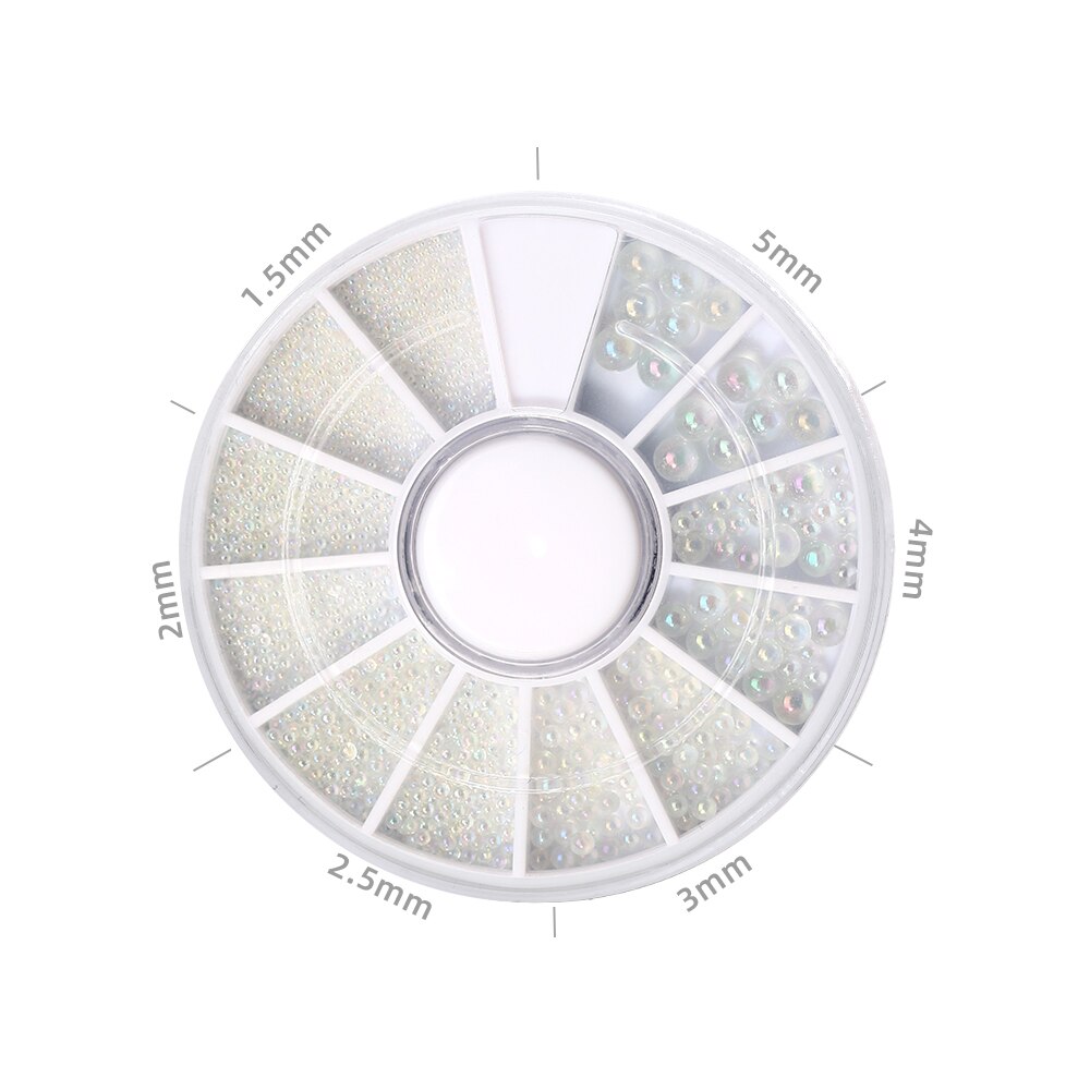 HNUIX-Cuentas 3d de diamantes de imitación para decoración de uñas, adornos para manicura de salón de belleza, color blanco, mezcla de tamaños: 12