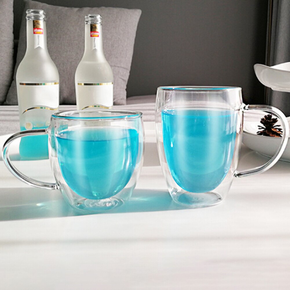 250/350/450ml kaksiseinäistä kuumuutta kestävää lasikuppia toimistokahvi teekannu muki kaksikerroksinen lämmönkestävä läpinäkyvä lasi cu