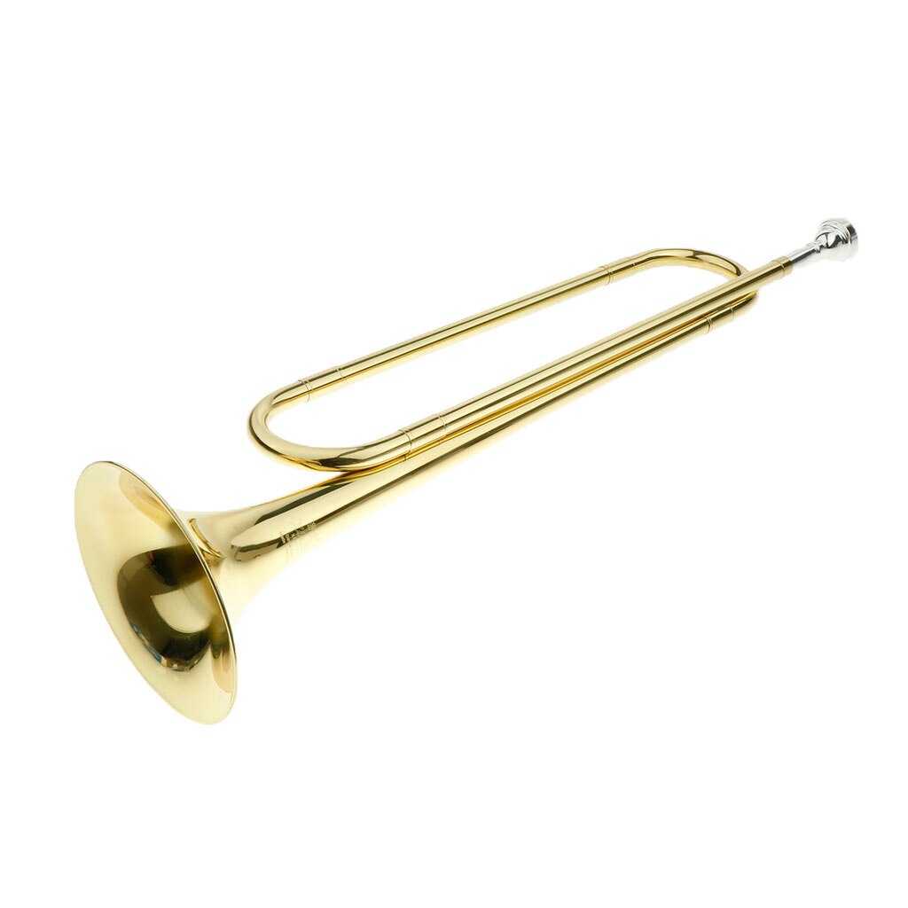 Durable Brass Youth Kids Students Mini Marching Bugle Trumpet Golden, B Key