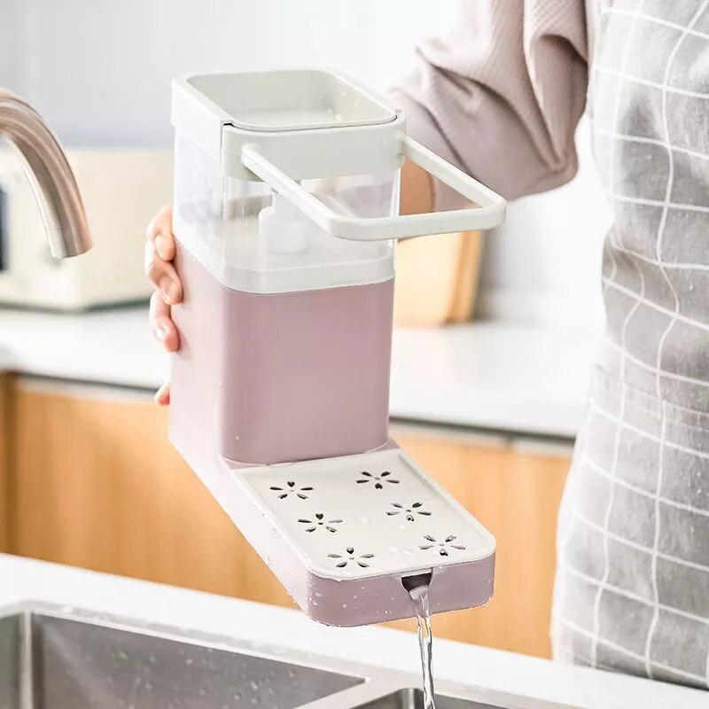 3 in 1 tvålpumpar dispenser behållare svamphållare disktrasa handduk trasa hängare avloppsarrangör kök pak 55