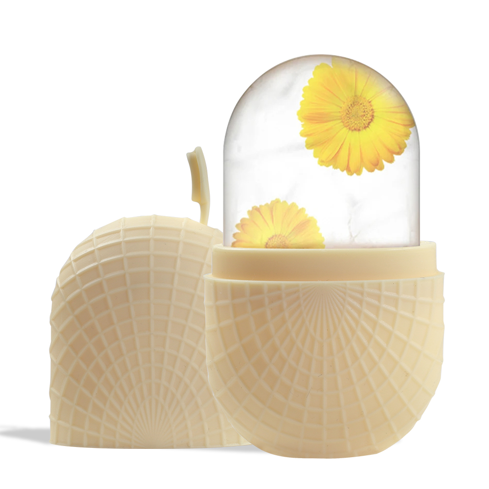 Rouleau de glace pour le visage et les yeux, rouleau de glace pour la beauté du visage, Massage sur glace du visage en Silicone, outil de soins de la peau réutilisable et étanche: Lumineux Vert