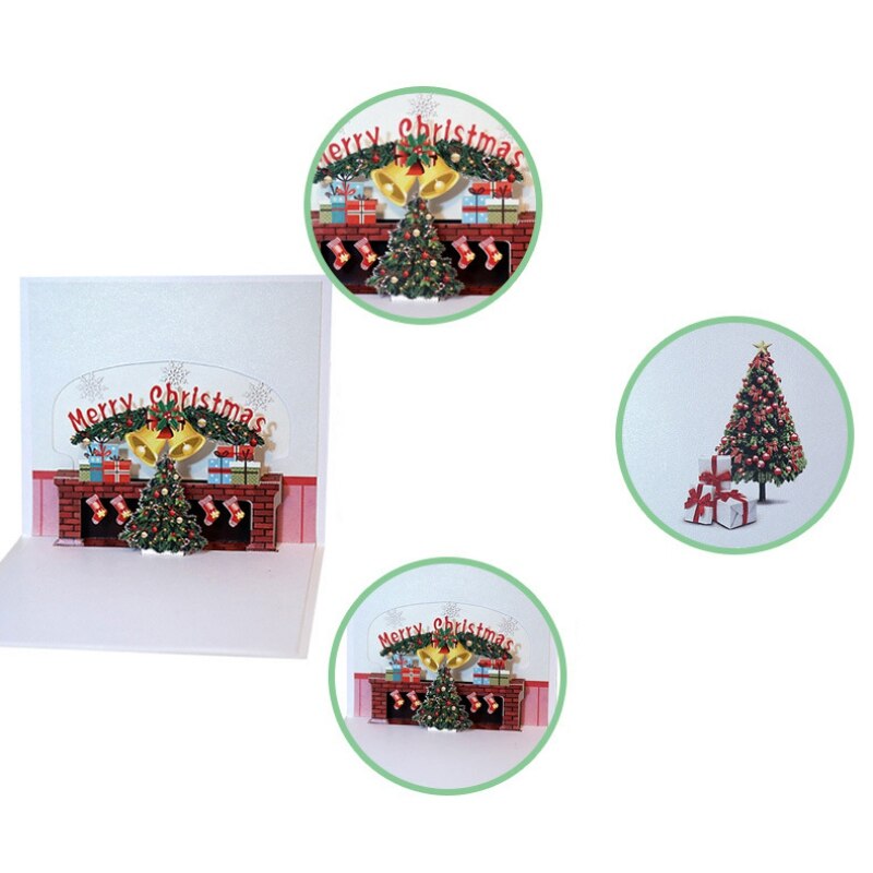 Christmas Folding Greeting Card With Small Postcard And Envelope 3D Popup Card Unique Winter Festival Invitation Cards