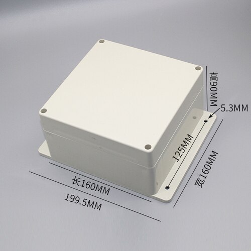 Junction Wire Box with Fixed Ear Outdoor ABS Plastic IP65 Waterproof Instrument Boxes Sealed Electrical Enclosure Case: 160x160x90