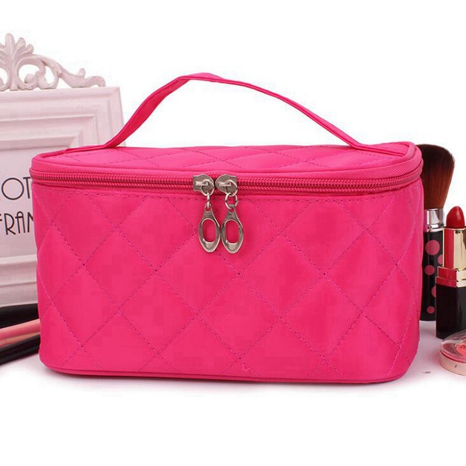 Kvinder rejser kosmetiktasker diamantgitter lynlås mænd makeuptasker arrangør skønhed toilettaske badevask makeup kits etui