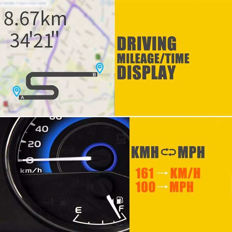 GPS HUD Speedometer Digital Heads Up Car Speed Warning Plug Display