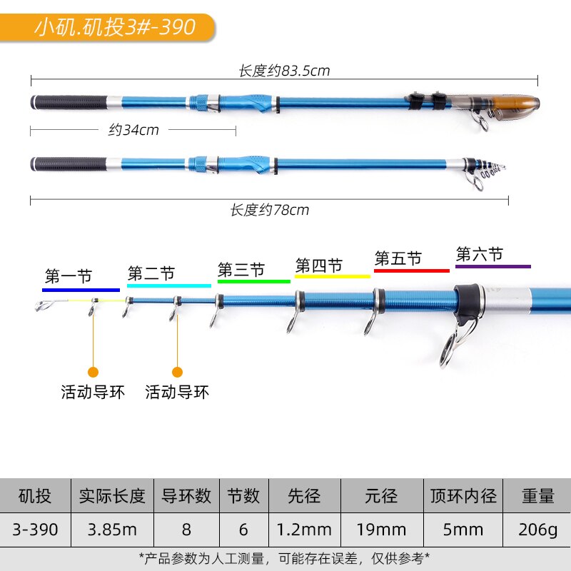 Carbon ISO Rod Boat ISO Rod 3# 2.70M/3.0M/3.6M/3.9M Carbon Solid Tip Rock Telescopic Rod: ISO 3-3.9M